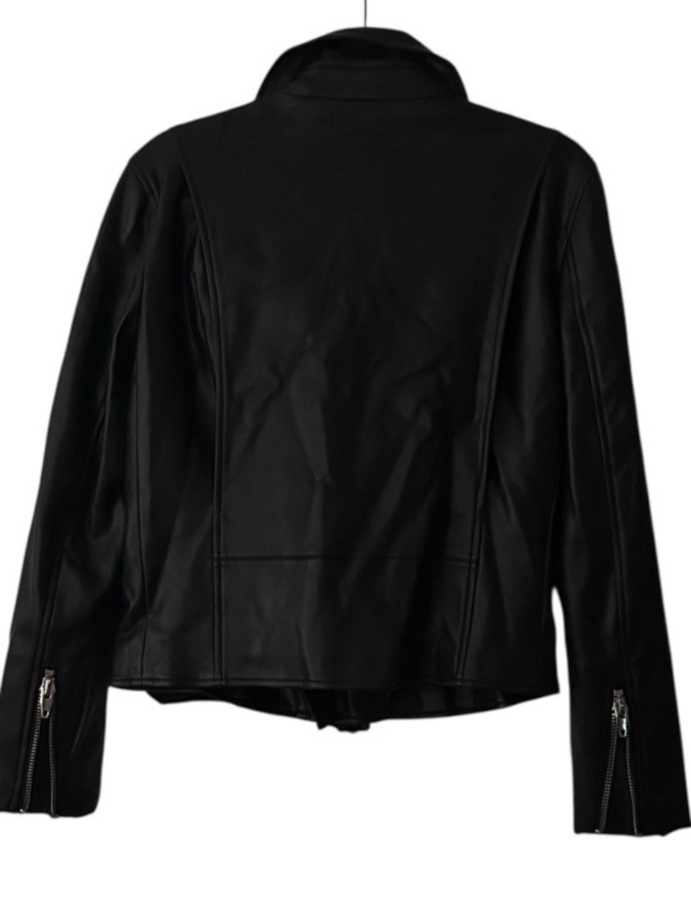 Grey Lab Anthropologie Faux Leather Biker Jacket Black Size Small - Picture 2 of 10